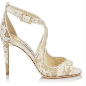 Jimmy Choo EMILY 85 Ivory Floral Sandals